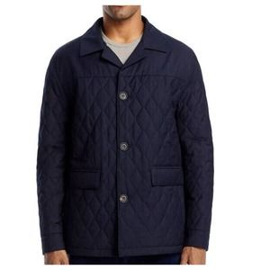 NWT CORNELIANI Men's Diamond Quilted Jacket Color Navy Blue Coat Size 52 6R